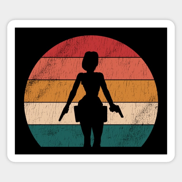 Tomb Raider Lara Croft Vintage Sunset Sticker by StebopDesigns